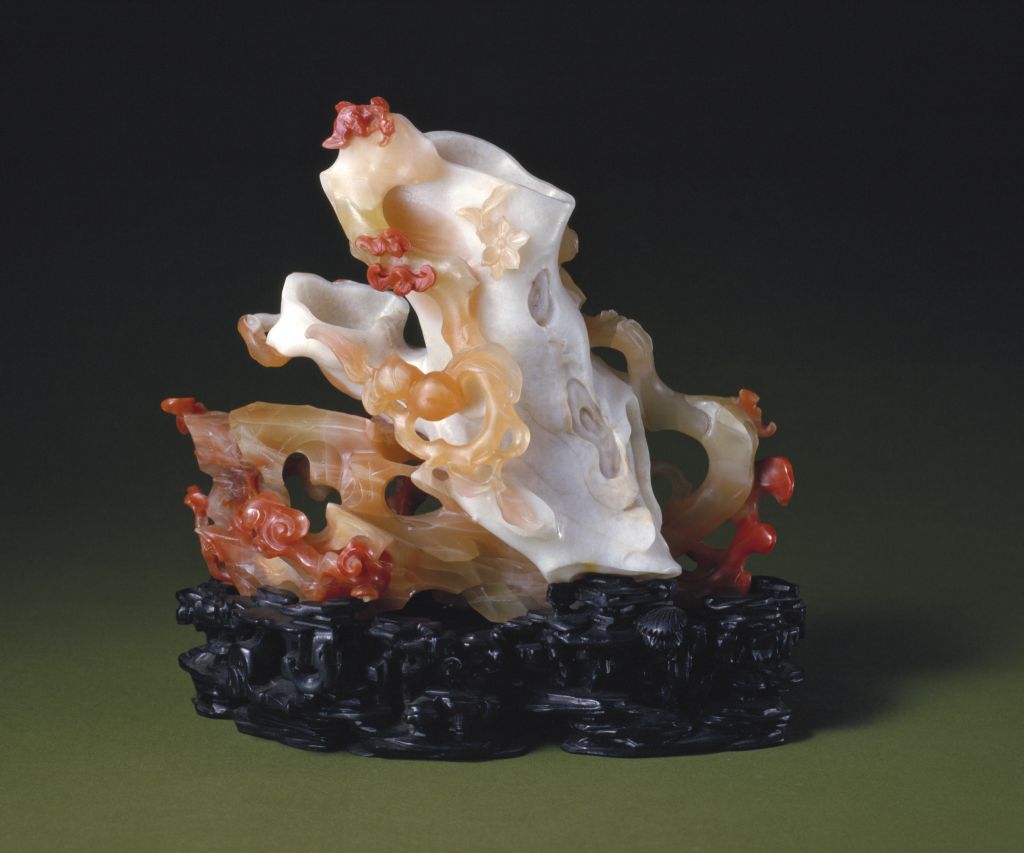 图片[1]-Red and white agate bat peach blossom-China Archive